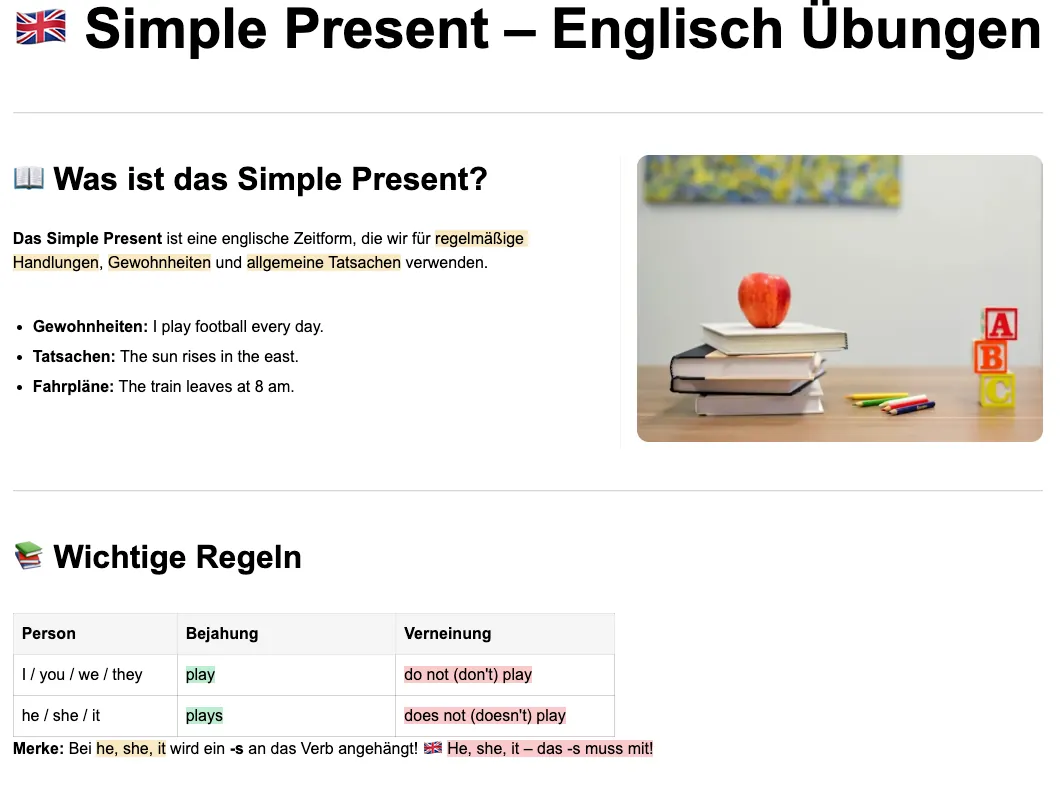 Simple Present – Interaktives Arbeitsblatt thumbnail